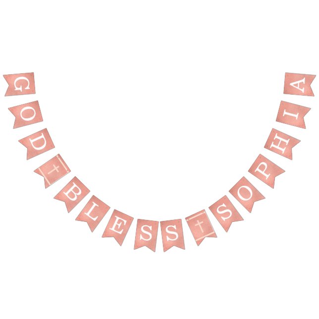 Gott segne 6 Briefe Rose Gold Taufe Kommune Wimpelkette (Alle)
