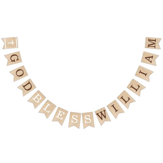 Gott segne 7 Briefe Braunholz-Taufkommunion Wimpelkette (Alle)