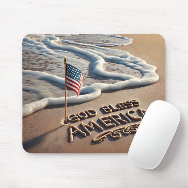 Gott segne America Beach Sign Mousepad (Mit Mouse)