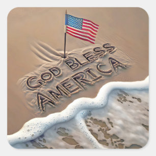 Gott segne America Beach Sign Quadratischer Aufkleber