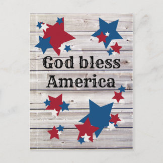 Gott segne America Patriotic Red White Blue Stars Postkarte