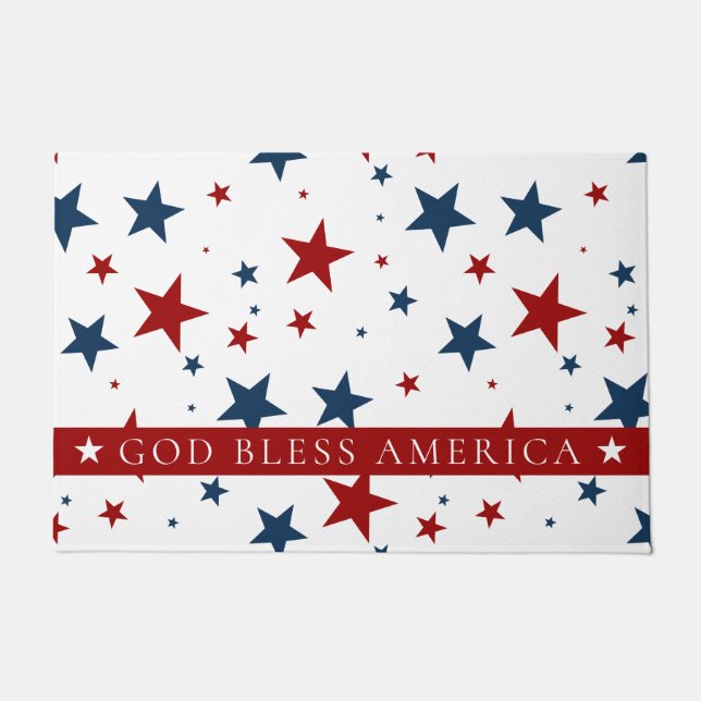 Gott segne America Red Blue USA Stars Pattern Fußmatte (Vorderseite)