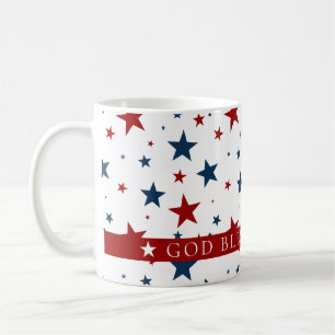 Gott segne America Red Blue USA Stars Pattern Kaffeetasse