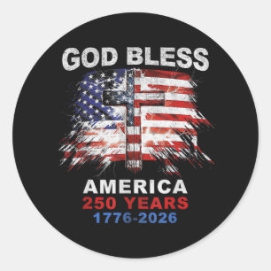 Gott segne Amerika 250 Jahre 1776-2026 Christliche Runder Aufkleber