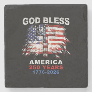 Gott segne Amerika 250 Jahre 1776-2026 Christliche Steinuntersetzer