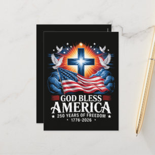 Gott segne Amerika 250 Jahre 1776-2026 Feiertagspostkarte