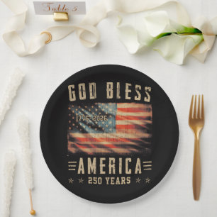 Gott segne Amerika 250 Jahre 1776-2026 Pappteller