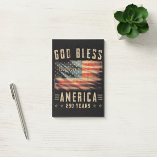 Gott segne Amerika 250 Jahre 1776-2026 Post-it Klebezettel