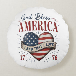 Gott segne Amerika 250. patriotische Herzflagge Rundes Kissen