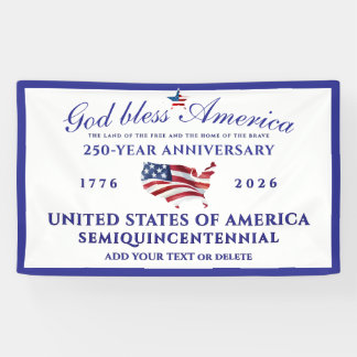 Gott segne Amerika 250 Semiquincentennial Blau Banner
