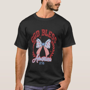 Gott segne Amerika 4. Juli Coquette Bow Amerika T-Shirt