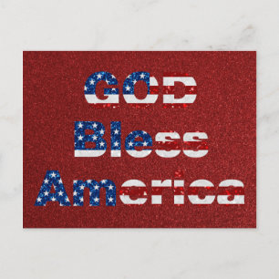 Gott segne Amerika 4. Juli Glitter Postkarte