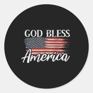 Gott segne Amerika 4. Juli Patriotisches USA Runder Aufkleber