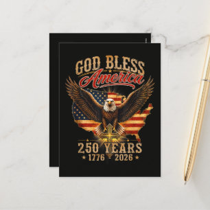 Gott segne Amerika Adler 250 Jahre 1776 2026 Feiertagspostkarte
