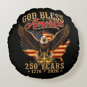 Gott segne Amerika Adler 250 Jahre 1776 2026 Rundes Kissen