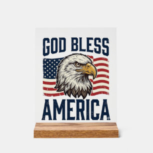 Gott segne Amerika Adler Patriotisches Vektor-Desi Acrylschild
