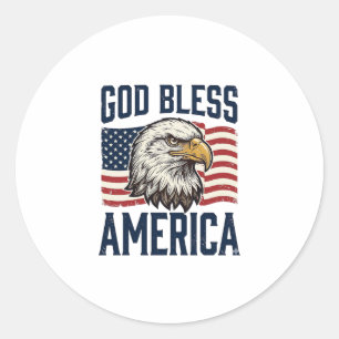 Gott segne Amerika Adler Patriotisches Vektor-Desi Runder Aufkleber