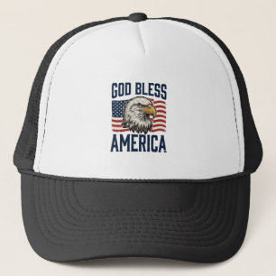Gott segne Amerika Adler Patriotisches Vektor-Desi Truckerkappe
