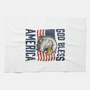 Gott segne Amerika Adler Patriotisches Vektordesig Geschirrtuch