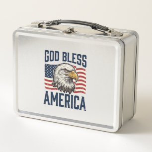 Gott segne Amerika Adler Patriotisches Vektordesig Metall Brotdose