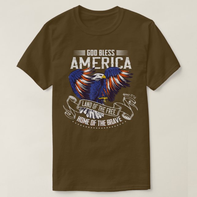 Gott segne Amerika AdlerLand der freien Zuhause de T-Shirt (Design vorne)