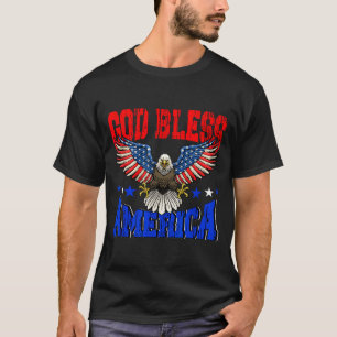 Gott segne Amerika American Eagle Flag 4. Juli T-Shirt