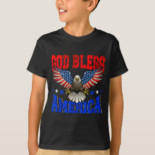 Gott segne Amerika American Eagle Flagge 4. Juli T-Shirt