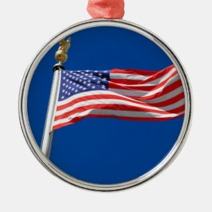 Gott segne Amerika, amerikanische Flagge, Patriot- Silbernes Ornament