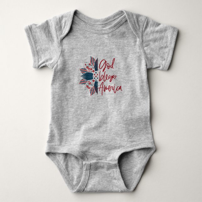 Gott segne Amerika Blume Baby Strampler (Vorderseite)