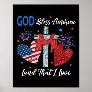 Gott segne Amerika Christlich Herzkreuz Jesus 4. Poster