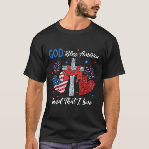 Gott segne Amerika Christlich Herzkreuz Jesus 4. T-Shirt