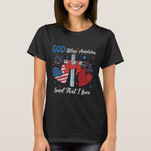Gott segne Amerika Christliches Herz Kreuz Jesus 4 T-Shirt