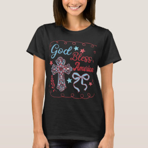 Gott segne Amerika Cross Design T-Shirt