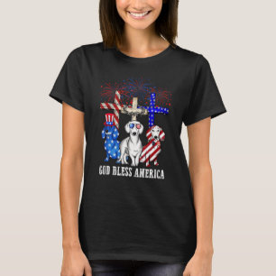 Gott segne Amerika Drei Dackeln Amerikanische Flag T-Shirt