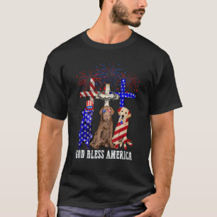 Gott segne Amerika Drei Golden Retriever 4. Juli T-Shirt