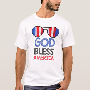 Gott segne Amerika Fahne und Sonnenbrille T-Shirt