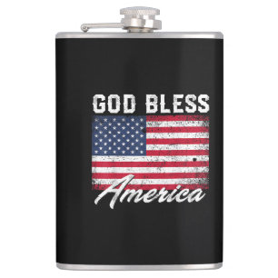 Gott segne Amerika Flag 4. Juli Patriotic Flachmann
