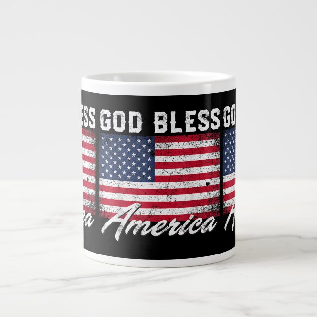 Gott segne Amerika Flag 4. Juli Patriotic Jumbo-Tasse (Vorderseite)