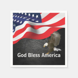 Gott segne Amerika Flagge und Adler Serviette