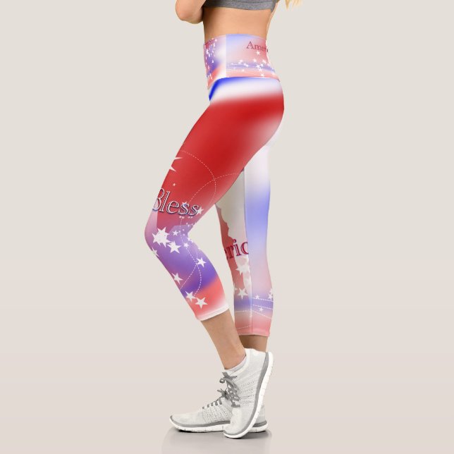 Gott segne Amerika Freiheit Capri Leggings (Links)
