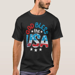 Gott segne Amerika Groovy USA-Flagge Patriotisch 4 T-Shirt