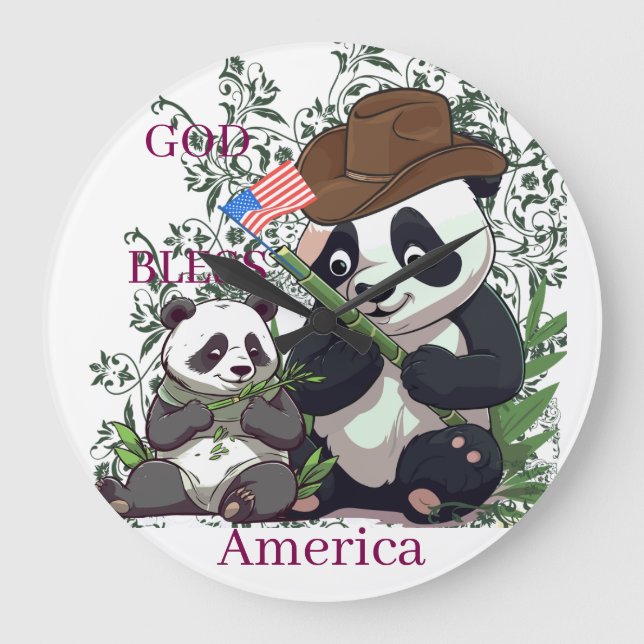 GOTT SEGNE Amerika Große Wanduhr (Vorderseite)