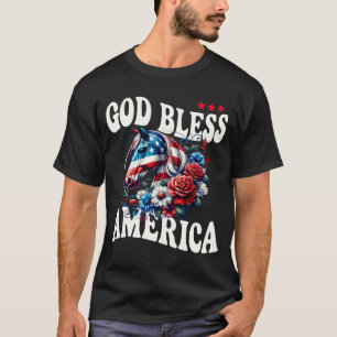 Gott segne Amerika Hübsche patriotische florale Pf T-Shirt