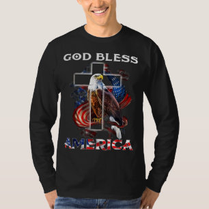 Gott segne Amerika Jesus Cross Bald Adler 4. Ju T-Shirt