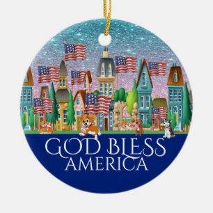 Gott segne Amerika Keramik Ornament
