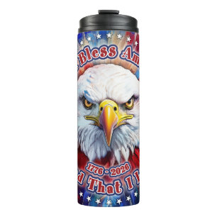 Gott segne Amerika Land, das ich liebe Roter Adler Thermosbecher