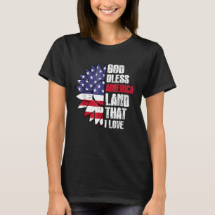 Gott segne Amerika Land, dass ich die Blume der US T-Shirt