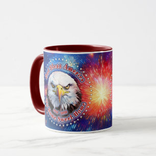 Gott segne Amerika, mein Zuhause, braune Adler-Feu Tasse