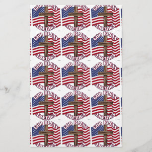 Gott segne Amerika mit der Flagge der USA und Kreu Briefpapier