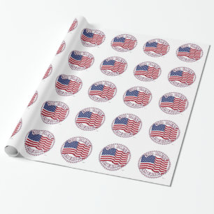 Gott segne Amerika mit der USA-Flagge und 50 Stern Geschenkpapier
